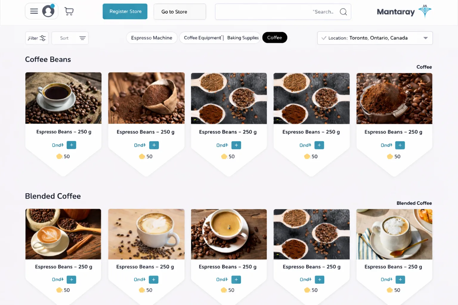 Mantaray Cafe Delivery Platform — additional interface view