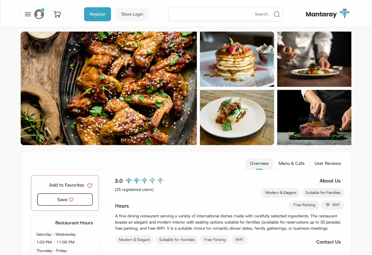 Mantaray Cafe Delivery Platform