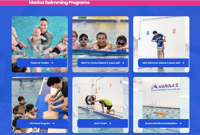Marina Swim School Website — additional interface view