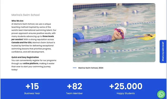 Marina Swim School Website — interface view 3