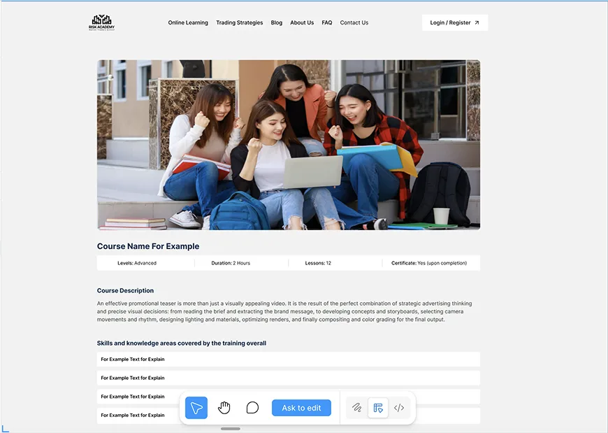 Risk Academy Platform — interface view 3